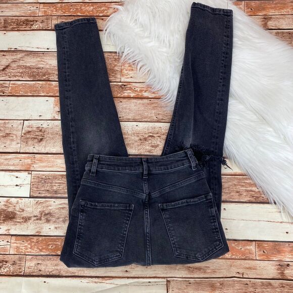 Free People Women's Zuri Mom Jeans Sz 26 Dusty Roads Black Button Fly High Rise - Picture 9 of 9